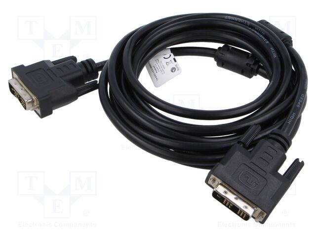 Cable; single link; DVI-D (18+1) plug,both sides; 3m; black