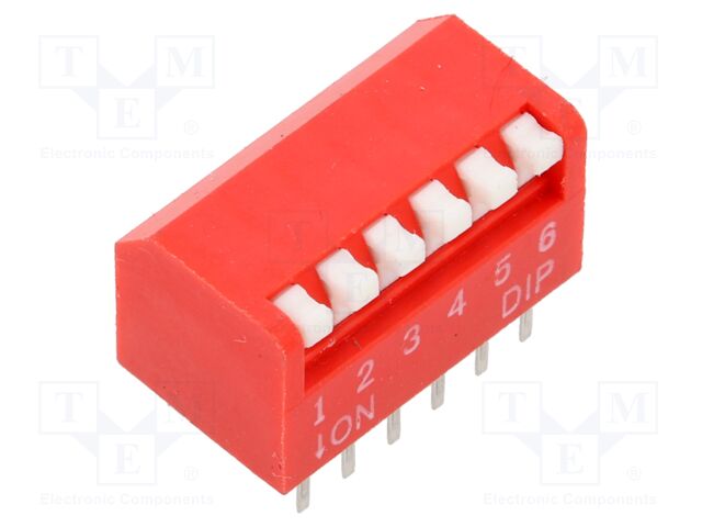 Switch: DIP-SWITCH; Poles number: 6; OFF-ON; 0.025A/24VDC; Pos: 2/6