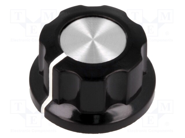 Knob; with flange; bakelite; Shaft d: 6.35mm; Ø19x12.7mm; silver