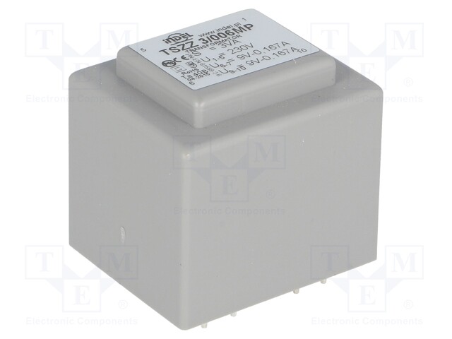 Transformer: encapsulated; 3VA; 230VAC; 9V; 9V; 0.16A; 0.16A; IP00