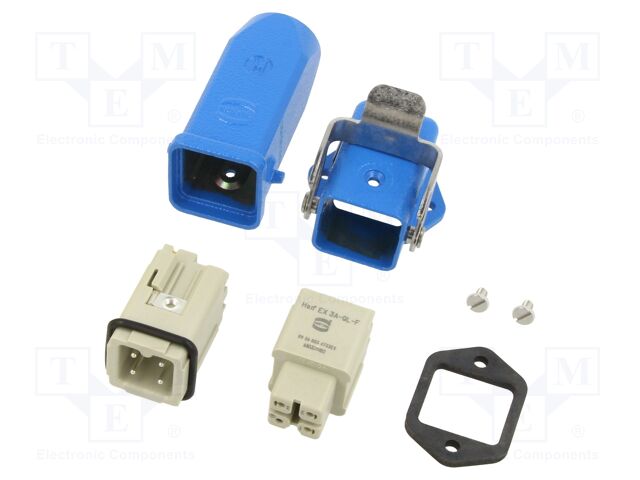 Connector: HDC; male + female; 10A; 90V; Han® Ex; PIN: 4; 3+PE; M20