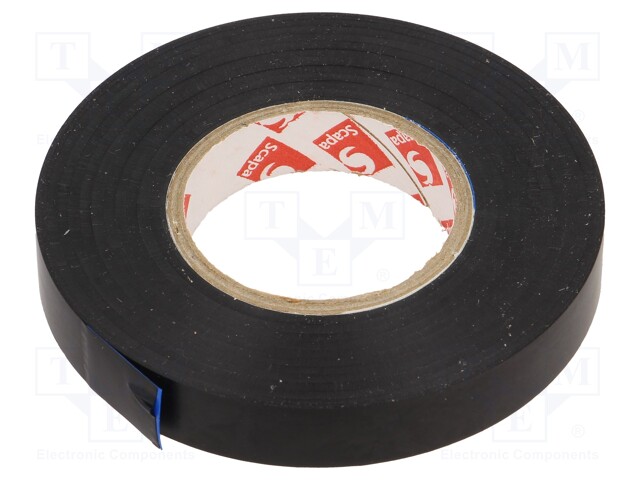 Tape: electrical insulating; W: 12mm; L: 33m; D: 0.13mm; black; 180%