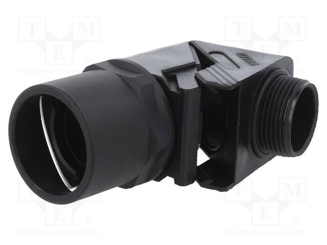 90° angled connector; ØBraid : 23mm; polyamide; -20÷80°C