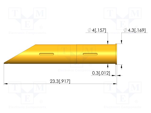 Test probe socket; gold-plated; KS-110; 23.3mm; test needles