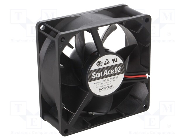 Axial Fan, 24 V, DC, 92 mm, 38 mm, 90 cu.ft/min, 2.54 m³/min