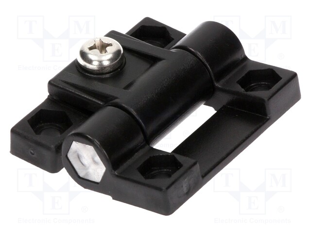 Hinge; Width: 36mm; polyamide; black; H: 43mm; V: with regulation
