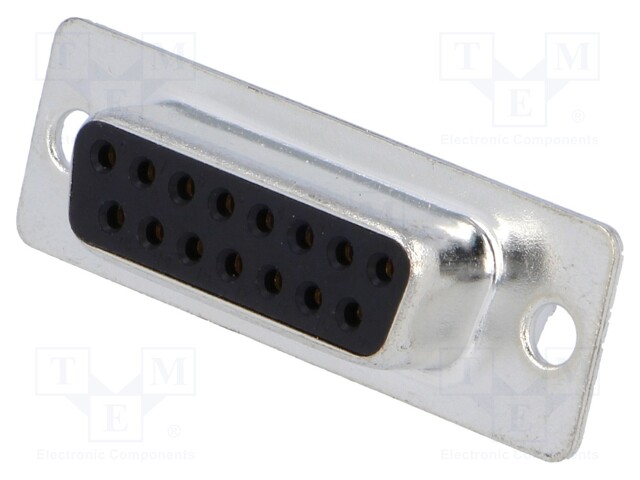 D-Sub; PIN: 15; socket; female; straight; THT; gold-plated