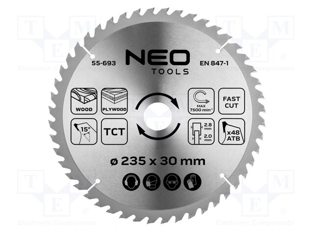 Circular saw; Ø: 235mm; Teeth: 48; cemented carbide; Øhole: 30mm