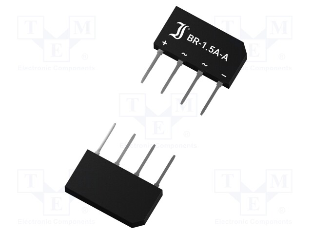 Single-phase bridge rectifier; Urmax: 200V; If: 4A; Ifsm: 80A; THT
