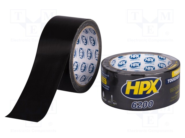 Tape: duct; W: 48mm; L: 10m; D: 0.3mm; black; natural rubber; max.60°C