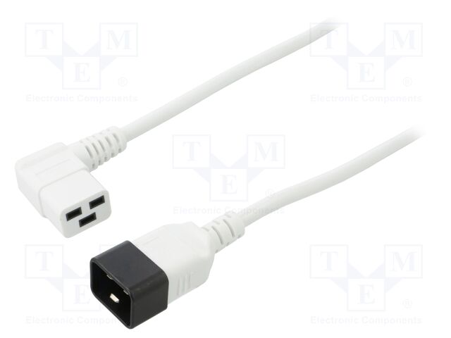 Cable; 3x1.5mm2; IEC C19 female angled,IEC C20 male; PVC; 3m