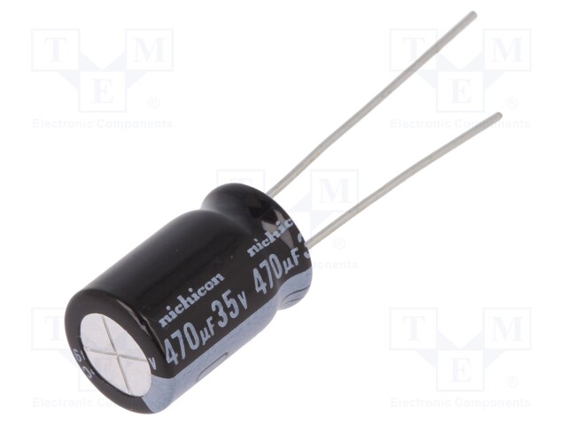 Capacitor: electrolytic; THT; 470uF; 35VDC; Ø10x16mm; Pitch: 5mm