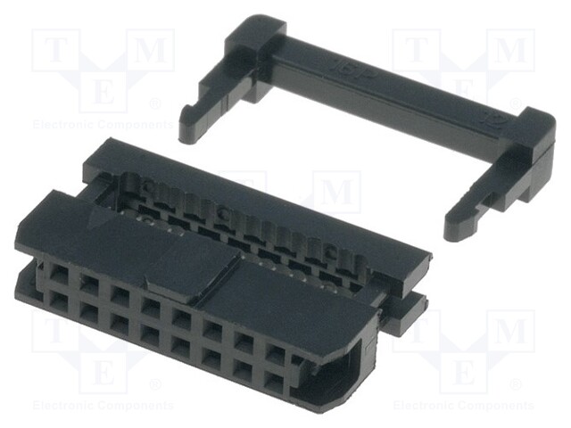 Plug; IDC; female; PIN: 16; with cable clamp; IDC; for ribbon cable