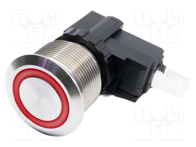 Switch: vandal resistant; SPDT; 15A/250VAC; IP67; ON-(ON); red