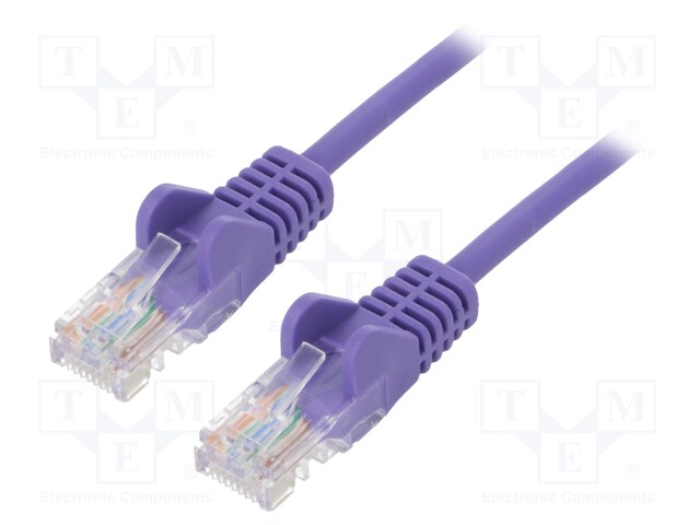 Patch cord; U/UTP; 5e; stranded; CCA; PVC; violet; 10m; 26AWG