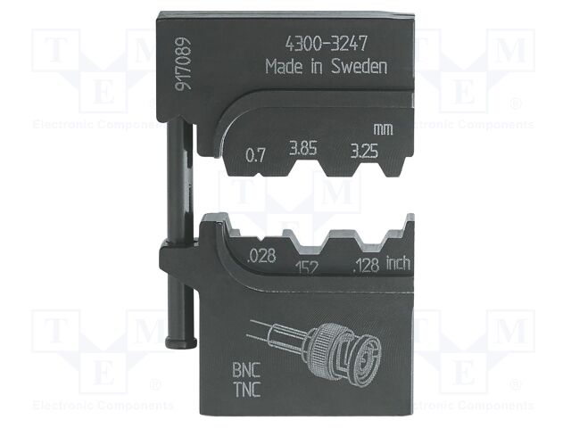 Crimping jaws; coaxial connectors