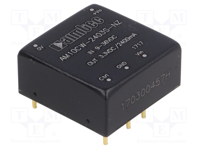Converter: DC/DC; 10W; Uin: 9÷36V; 3.3VDC; Iout: 2.4A; 1"x1"; 15g