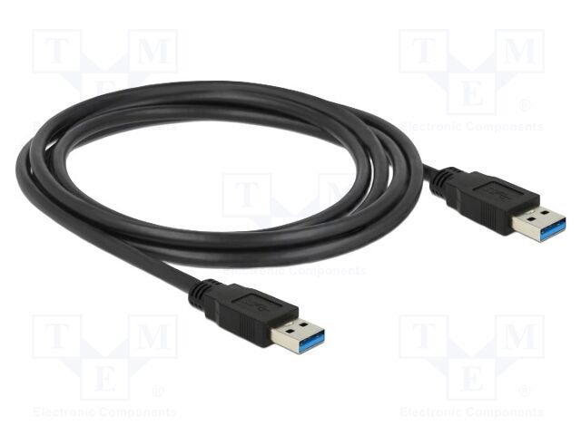 Cable; USB A plug,both sides; gold-plated; 2m; black; Cu; 5Gbps