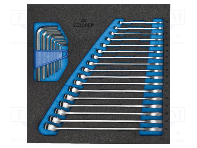 Wrench-set; hex key,combination spanner; 25pcs.