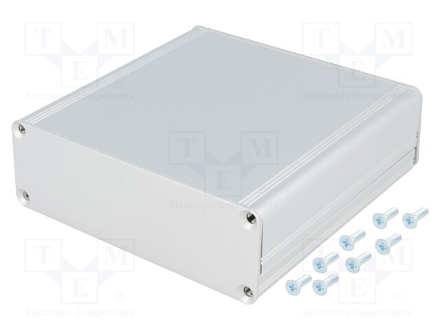 Enclosure: with panel; AKG; X: 105mm; Y: 100mm; Z: 34mm; aluminium