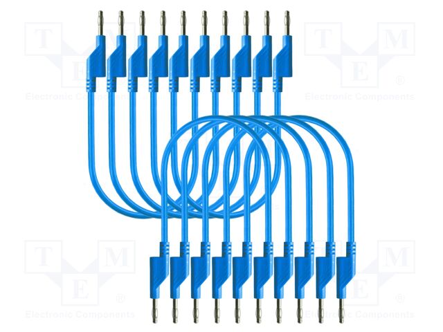 Test leads; 50VAC,120VDC; 10A; banana plug 4mm,both sides; blue