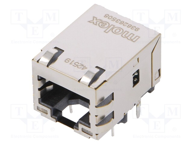 Socket; RJ45; MXMag; PIN: 8; shielded,with LED; gold-plated; THT