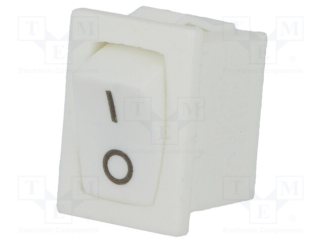ROCKER; SPST; Pos: 2; OFF-ON; 3A/250VAC; white; none; 35mΩ; -30÷80°C