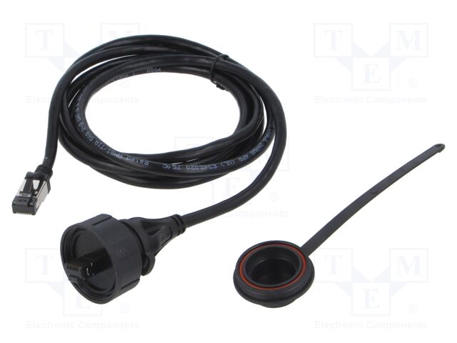 Patch cord; 2m; RJ45 plug,both sides; Plating: gold-plated; IP68