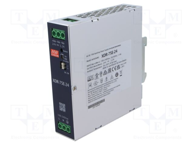 Power supply: switching; for DIN rail; 75W; 24VDC; 0÷3.2A; OUT: 1