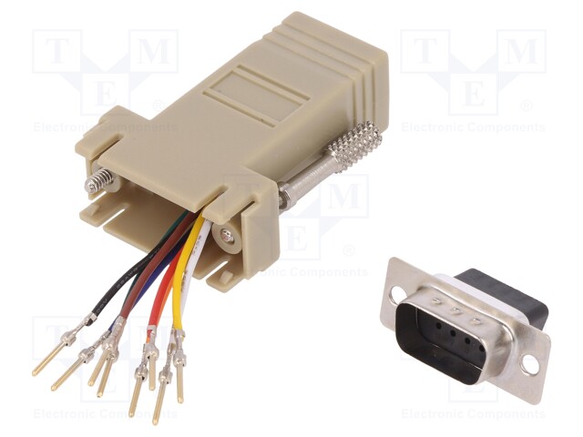 Adapter; D-Sub 9pin plug,RJ45 socket