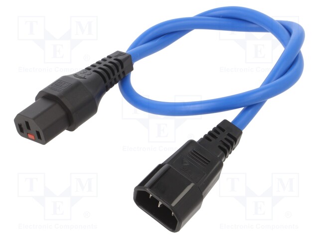 Cable; IEC C13 female,IEC C14 male; 0.5m; with IEC LOCK locking