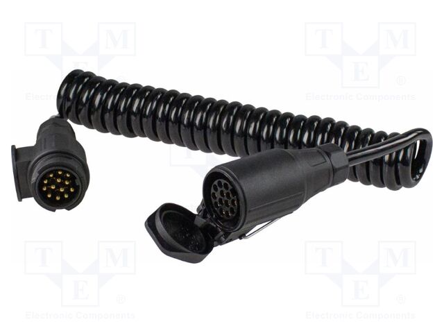 Extender; 7x1mm2; 13pin socket,13pin plug; TPU; black; 3m