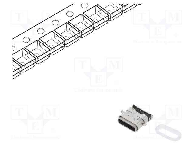 Socket; USB C; SMT,THT; angled 90°,horizontal; USB 3.1; IP67; 5A