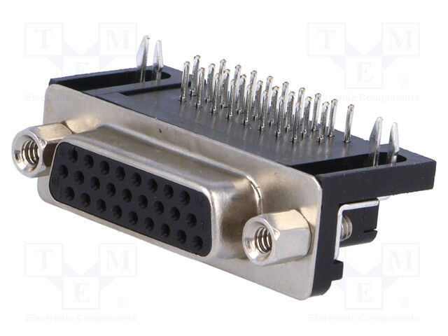 D-Sub HD; PIN: 26; socket; female; Locking: screws; angled 90°; THT