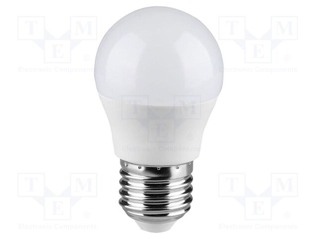 LED lamp; white cold; E27; 220÷240VAC; 600lm; P: 6.5W; 180°; 6500K