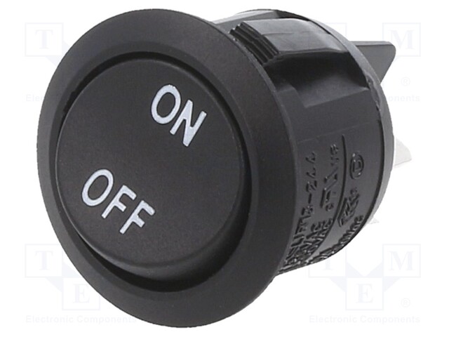 ROCKER; DPST; Pos: 2; OFF-ON; 10A/28VDC; black; none; Rcont max: 50mΩ