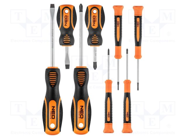 Kit: screwdrivers; Phillips,slot; 8pcs.