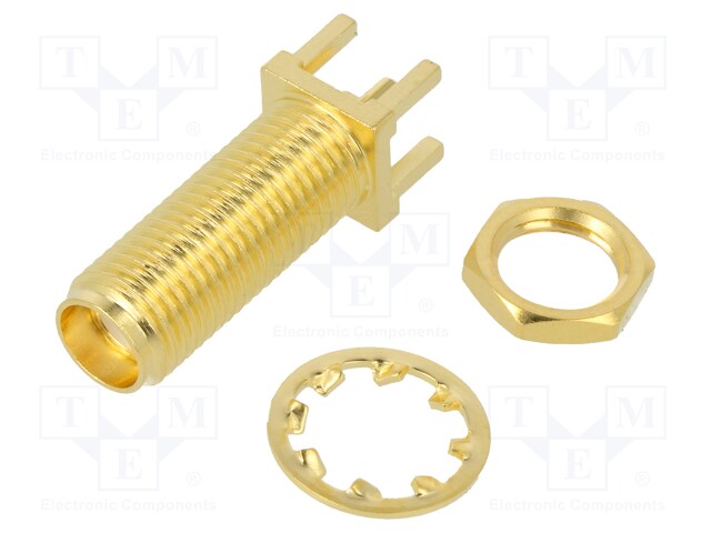 Socket; SMA; female; straight; 50Ω; THT; on PCBs; teflon