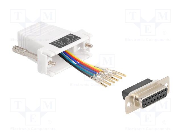 Adapter; D-Sub 15pin socket,RJ12 socket; white