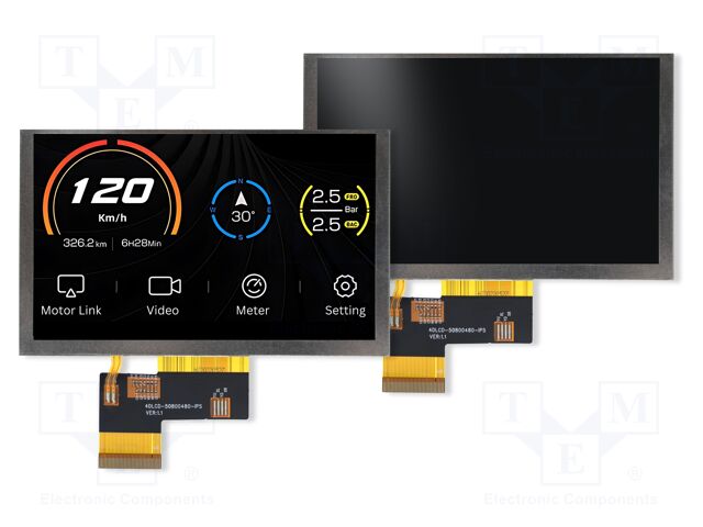 Display: TFT; 5"; 800x480; Illumin: LED; 120.7x75.8mm; RGB