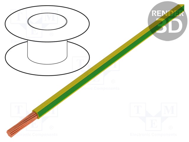 Wire; LgY; stranded; Cu; 1mm2; yellow-green; PVC; 300/500V; 10m