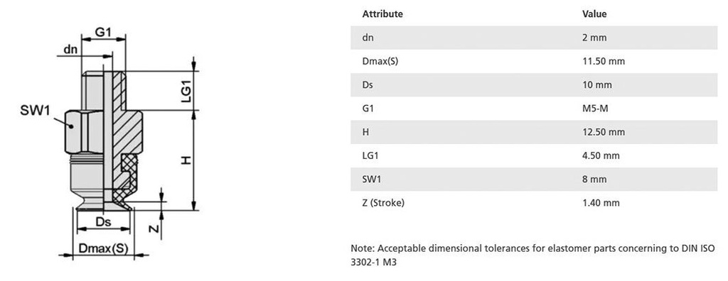 Suction cup; 1.3g; M5-M; Shore hardness: 55; 0.07cm3; 4N; PFYN