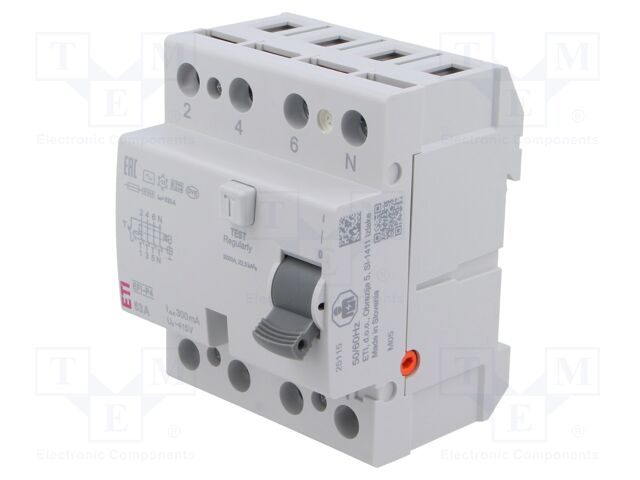 RCD breaker; Inom: 63A; Ires: 300mA; Poles: 4; 230/400V; DIN; IP20