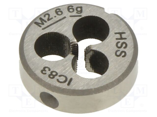 Threading die; M2,6; 0.45; high speed steel; H: 5mm; Øout: 16mm