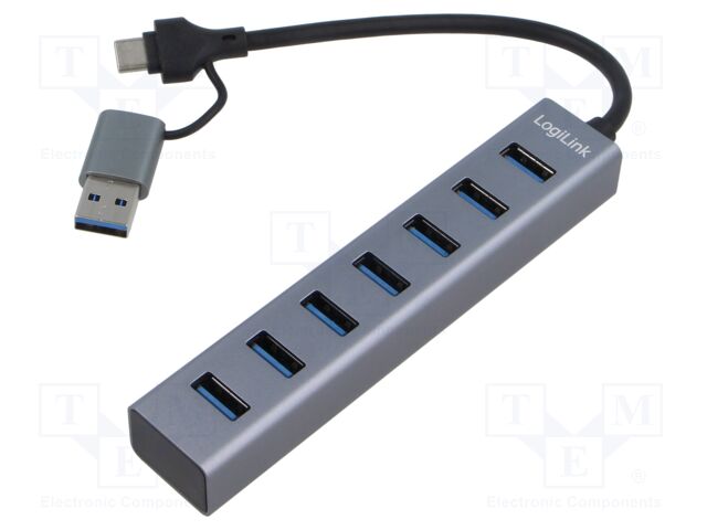 Hub USB; USB A socket x7,USB A plug,USB C socket,USB C plug