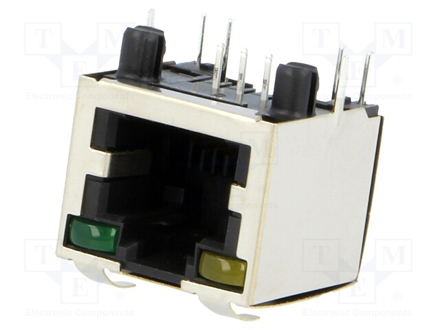 Socket; RJ12; PIN: 6; shielded,with LED; gold-plated; Layout: 6p6c