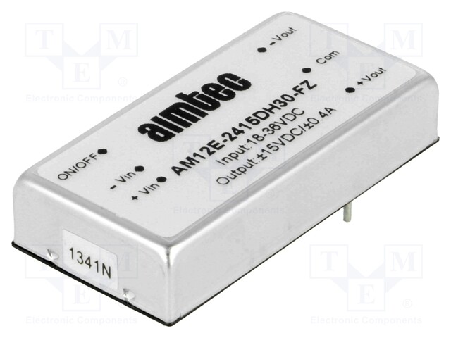 Converter: DC/DC; 12W; Uin: 18÷36V; Uout: 15VDC; Uout2: -15VDC; 2"x1"