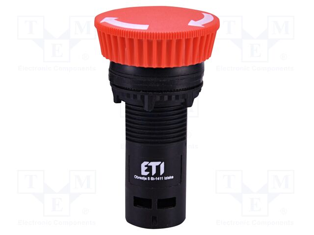 Switch: push-button; 22mm; Stabl.pos: 1; NC; red; IP65; mushroom