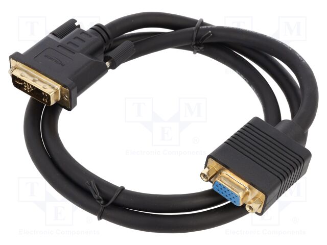 Cable; DVI-A (12+5) plug,VGA female; single link; Len: 1m; black