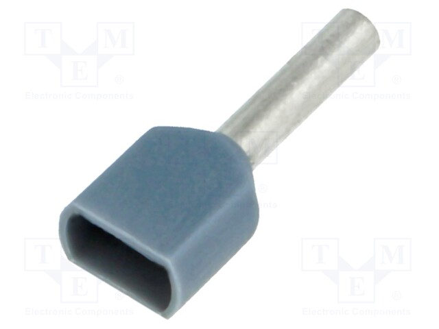 Bootlace ferrule; insulated,double; copper; 0.75mm2; 8mm; tinned